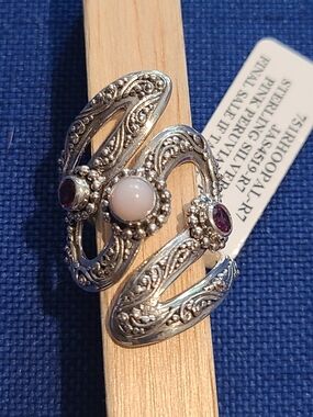 Sarda Sterling Silver "Allure" Ring With Ethiopean Pink Opal Sz 7